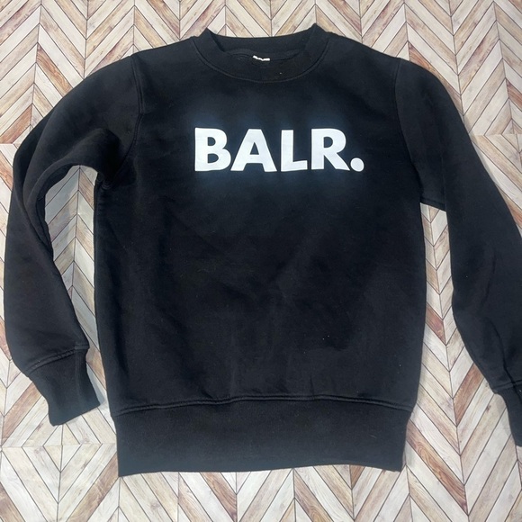 Balr. Crewneck Logo Sweatshirt Pullover Large Black White Block Logo Long Sleeve - Picture 1 of 1